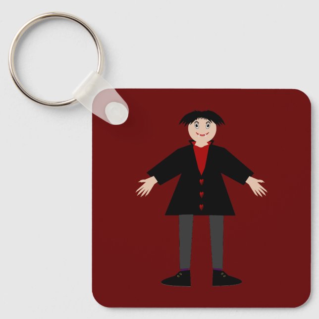 Cute Halloween Vampire Custom Double Sided Key Ring (Front)