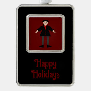 Cute Halloween Vampire Custom Silver Plated Framed Ornament