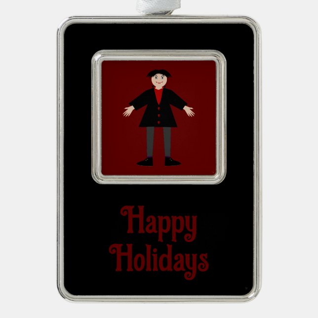 Cute Halloween Vampire Custom Silver Plated Framed Ornament (Front)