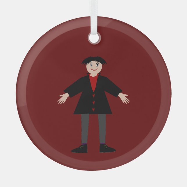 Cute Halloween Vampire Glass Tree Decoration (Front)