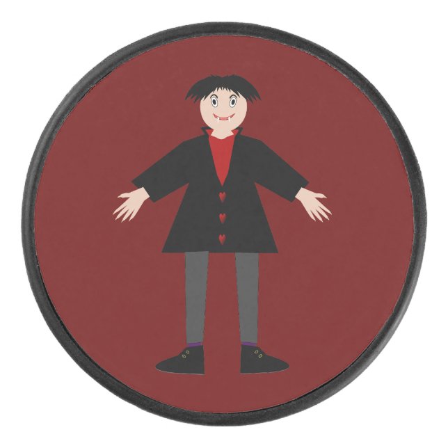 Cute Halloween Vampire Hockey Puck (Front)