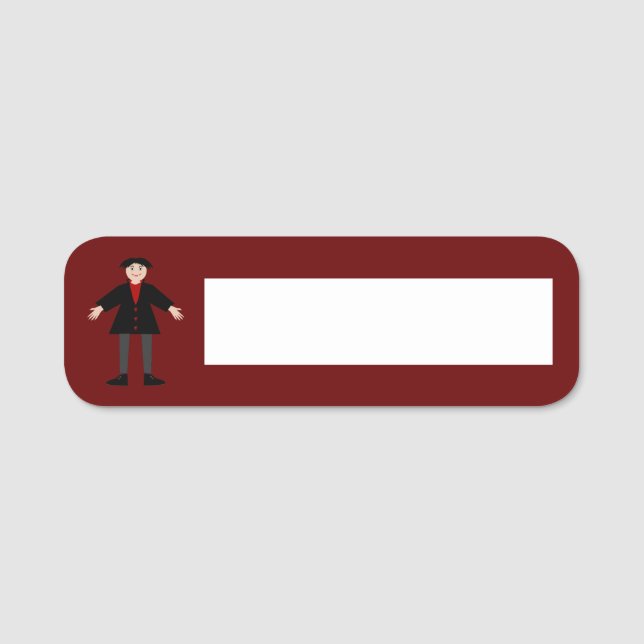 Cute Halloween Vampire Name Tag (Front)