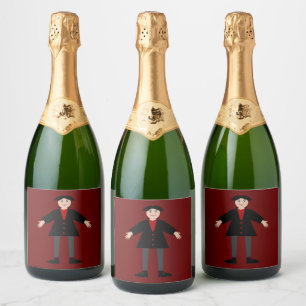 Cute Halloween Vampire Sparkling Wine Label
