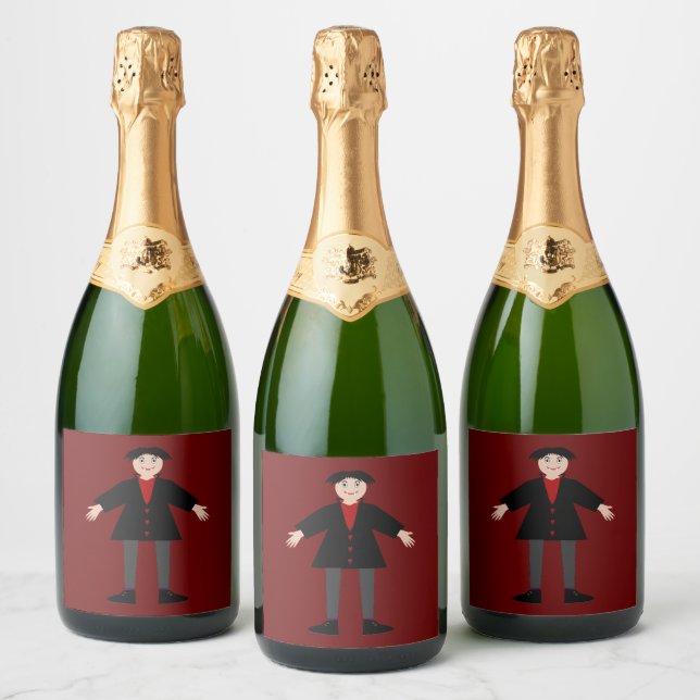 Cute Halloween Vampire Sparkling Wine Label (Bottles)