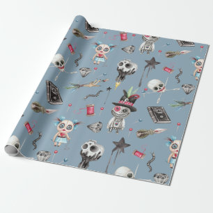Cute Halloween Vooddoo Dolls & Attributes Wrapping Paper