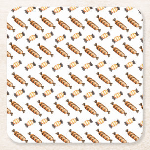 Cute Halloween watercolor candies Throw Pillow Square Paper Coaster