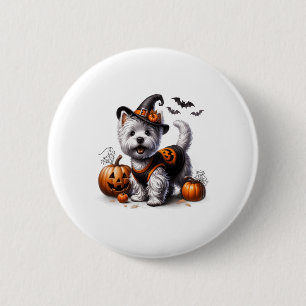 Cute Halloween Westie Tee West Terrier Dog Design 6 Cm Round Badge