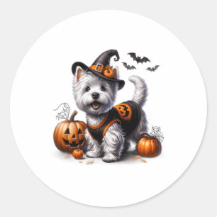 Cute Halloween Westie Tee West Terrier Dog Design Classic Round Sticker