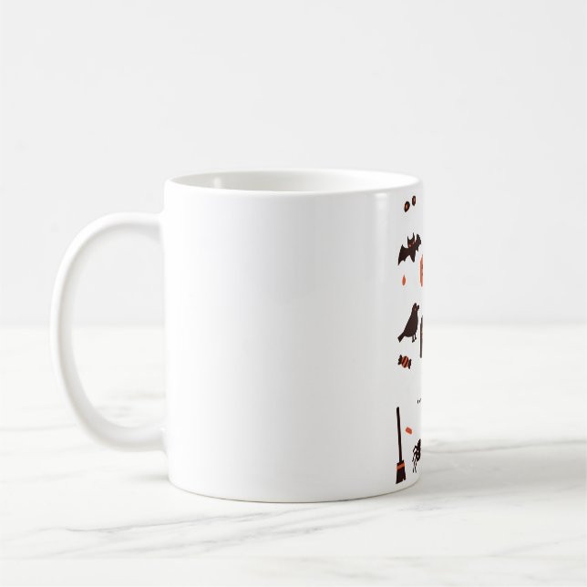 Cute Halloween Witch and Candy Pattern Coffee Mug (Left)