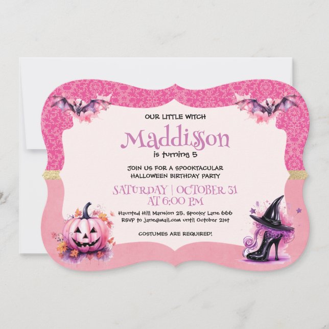 Cute Halloween Witch Birthday Party Invitation (Front)