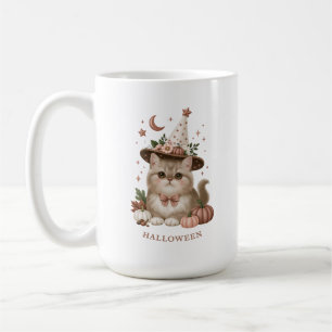 Cute Halloween Witch Cat Pumpkin Coffee Mug
