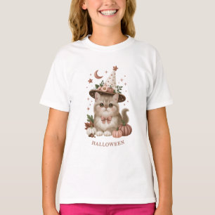 Cute Halloween Witch Cat Pumpkin T-Shirt