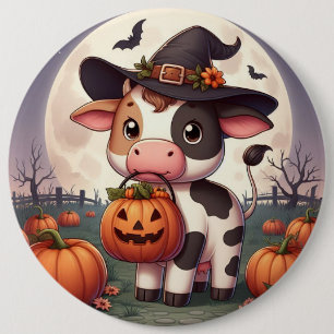 Cute Halloween witch cow 6 Cm Round Badge