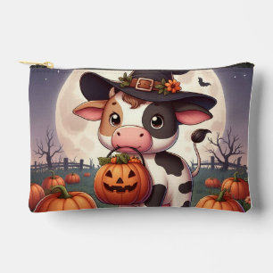 Cute Halloween witch cow Accessory Pouch