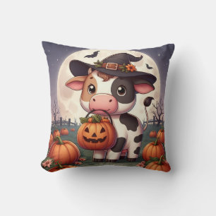 Cute Halloween witch cow Cushion