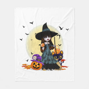 Cute Halloween Witch Fleece Blanket