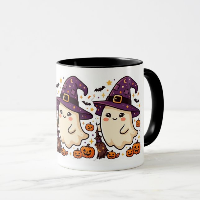Cute Halloween Witch Ghost Pumpkin Mug (Front Right)
