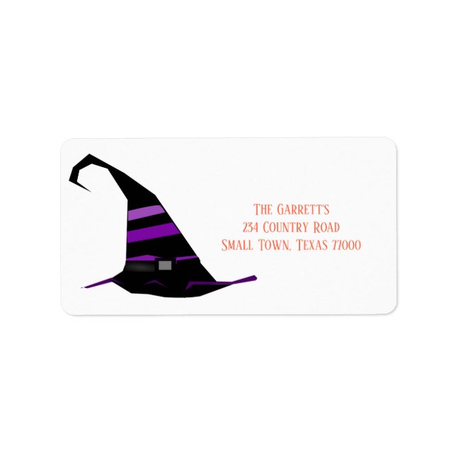Cute Halloween Witch Hat Personalised Address Label (Front)