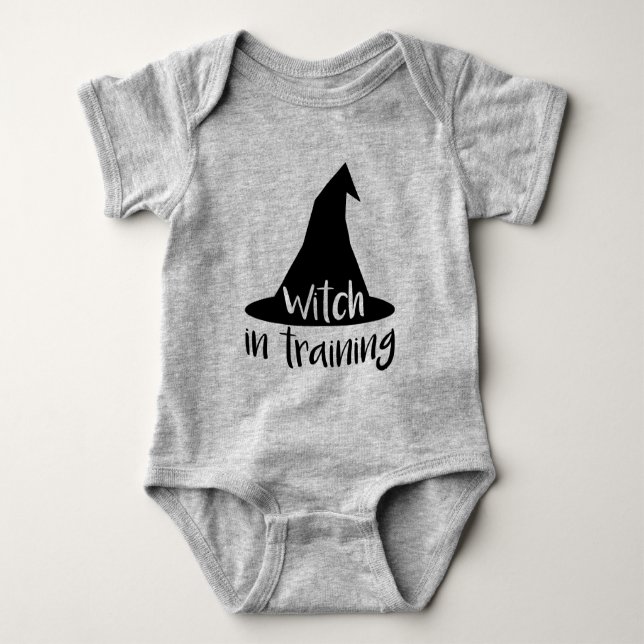 Cute Halloween Witch in Training Baby Bodysuit (Front)