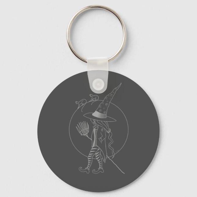 Cute Halloween Witch Key Ring (Front)