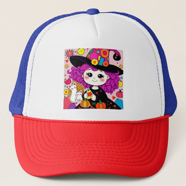 Cute Halloween Witch Matching Spooky Style! Trucker Hat (Front)