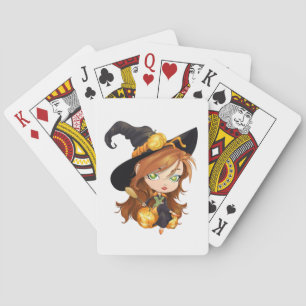 Cute Halloween Witch Playing Cards