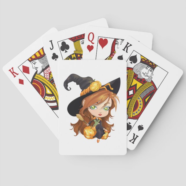 Cute Halloween Witch Playing Cards (Back)