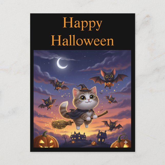 Cute Halloween Witch Postcard (Front)
