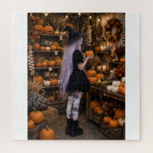 Cute Halloween Witch Pumpkin Patch Puzzle