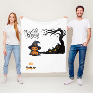 Cute Halloween Witch Pumpkin   Spooky Boo Haunted  Fleece Blanket