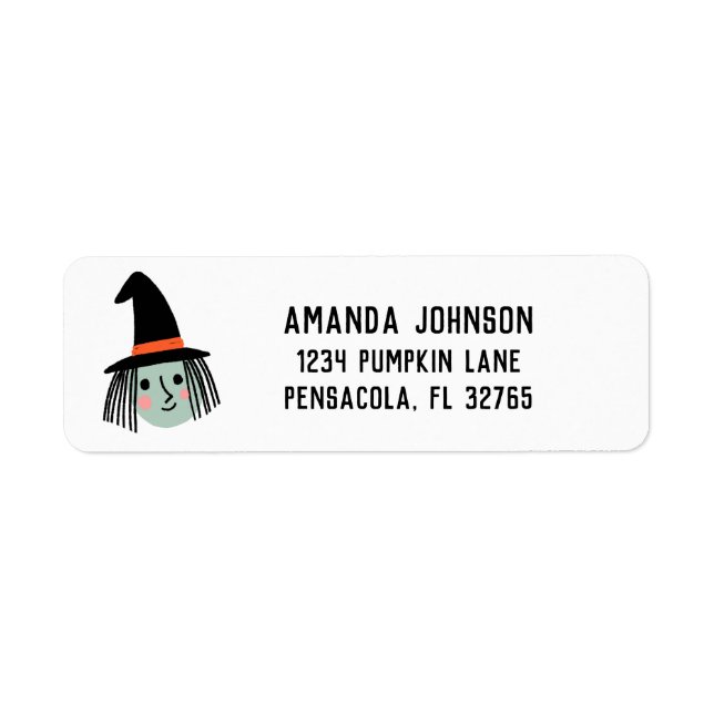 Cute Halloween Witch return address Label (Front)