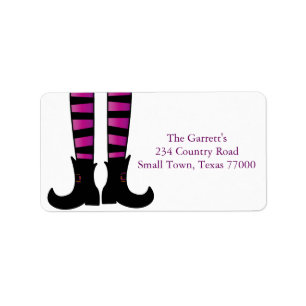 Cute Halloween Witch Shoes Personalised Address Label
