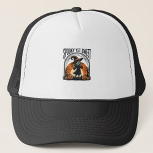 Cute Halloween Witch Spooky Yet Sweet Vintage Tee_ Trucker Hat