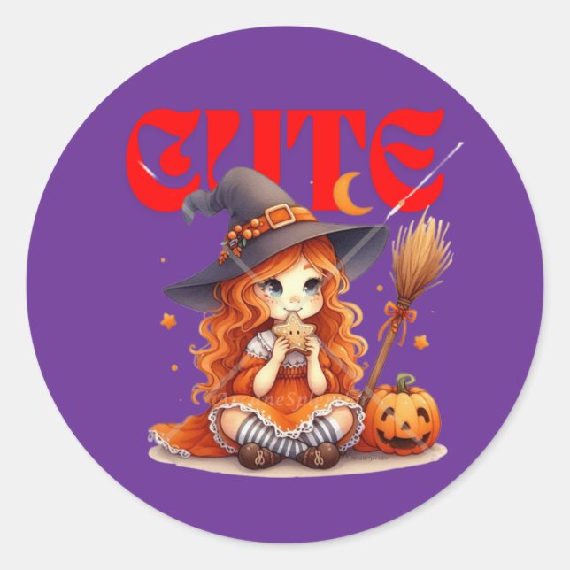 Cute Halloween Witch Sticker (Front)