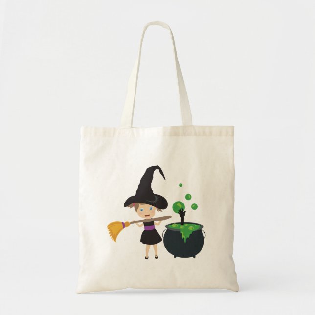 Cute Halloween Witch Tote Bag (Front)