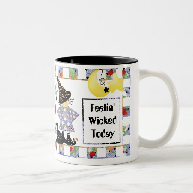 Cute Halloween Witch Two-Tone Coffee Mug (Right)