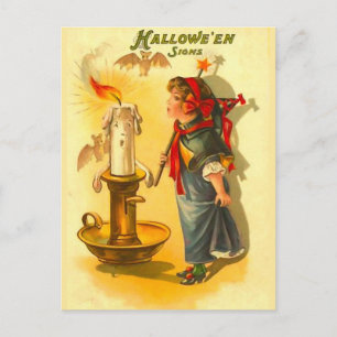 Cute Halloween Witch with Candle Postcard