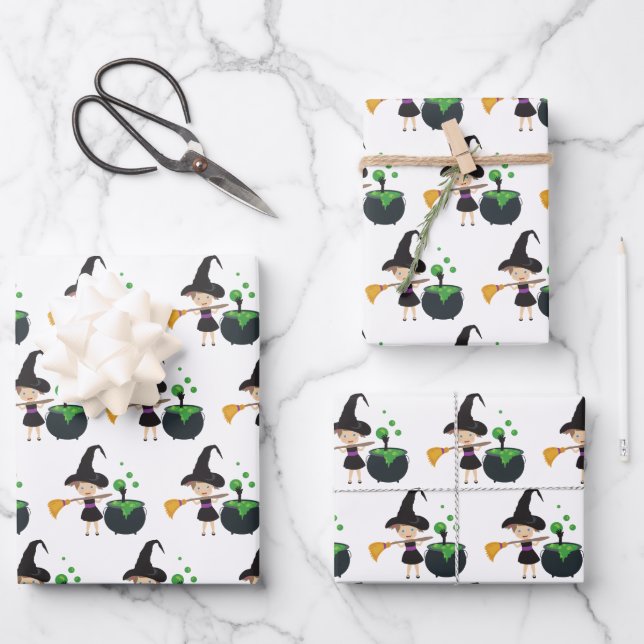 Cute Halloween Witch  Wrapping Paper Sheet (Front)