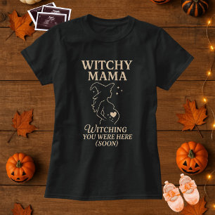 Cute Halloween Witchy Mama Pregant Wish T-Shirt