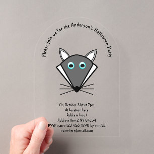 Cute Halloween Wolf Custom Acrylic Invitations