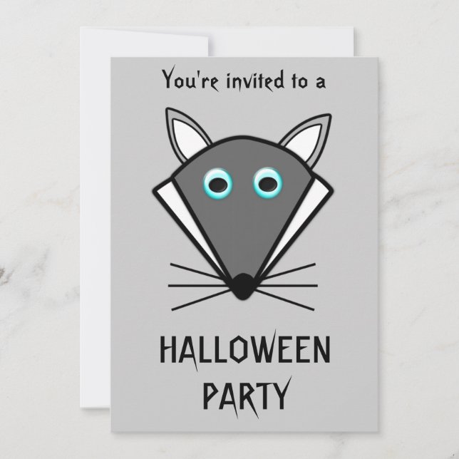 Cute Halloween Wolf Customisable Invitation (Front)