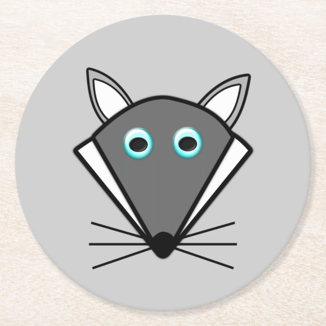 Cute Halloween Wolf Paper Coasters (Front)