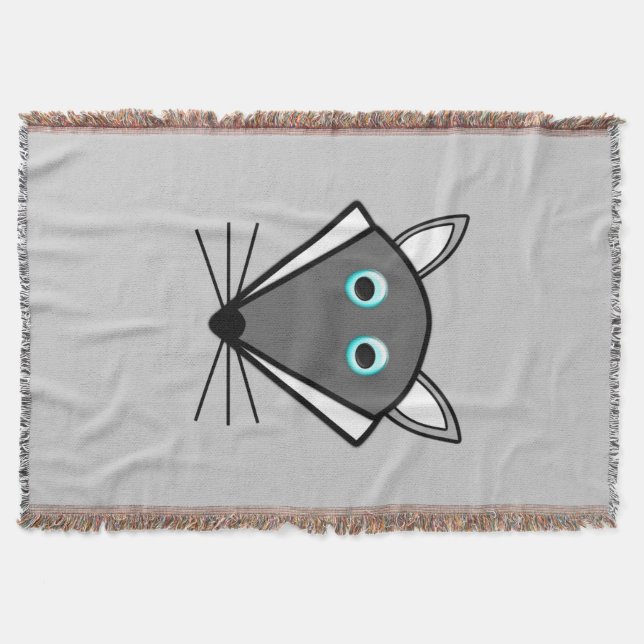 Cute Halloween Wolf Throw Blanket (Front)