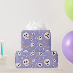 Cute Halloween Wrapping Paper with Skull and Bones