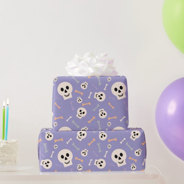 Cute Halloween Wrapping Paper with Skull and Bones (Party Gifts)