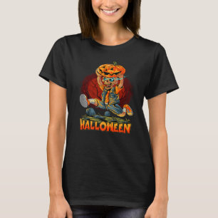 Cute Halloween Zombies Running With Pumpkin Trick T-Shirt