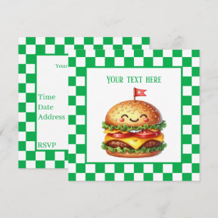 Cute hamburger cookout party customisable invitation
