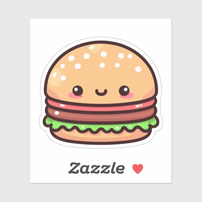 Cute Hamburger Custom-Cut Vinyl Stickers (Sheet)