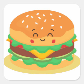 Cute Hamburger Square Sticker