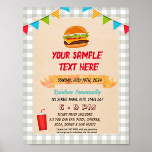 Cute Hamburger theme flyer Poster
